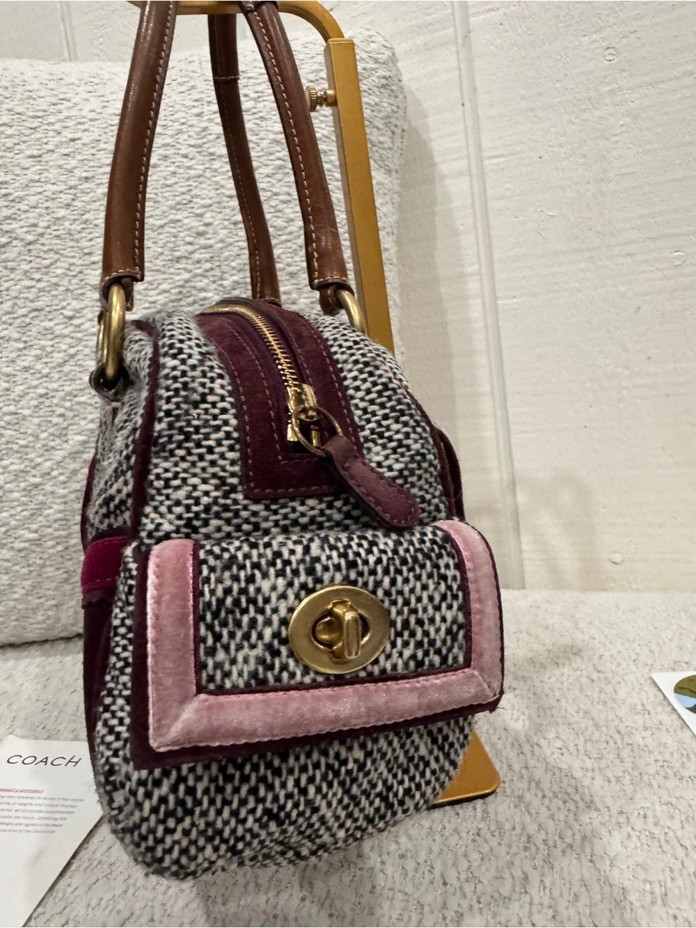 Rare vintage Y2K Coach Soho Tweed and Suede Satchel